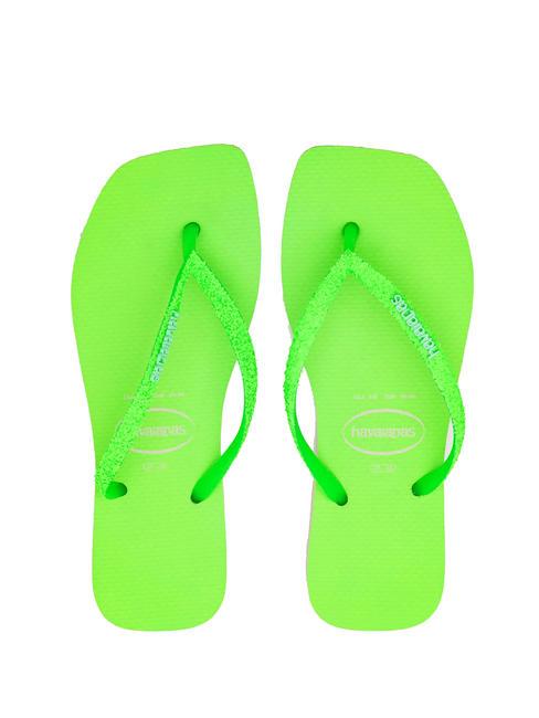 HAVAIANAS SQUARE GLITTER NEON Tongs beige/vert - Chaussures Femme