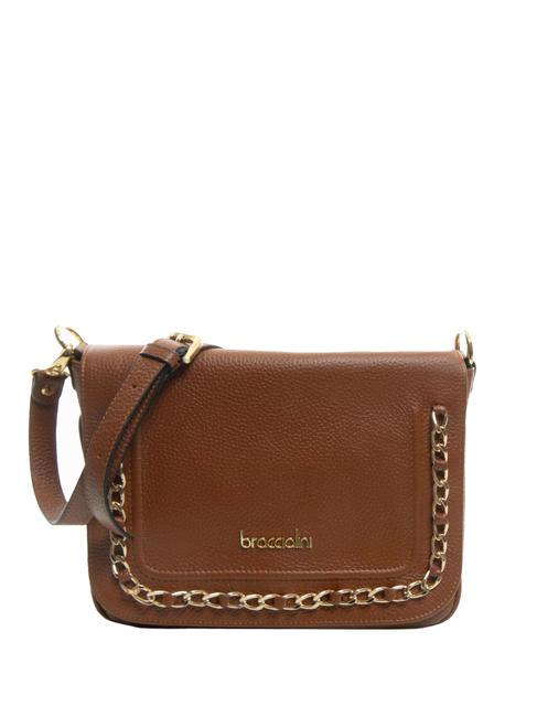 BRACCIALINI NORA Sac bandoulière en cuir à rabat marron - Sacs pour Femme