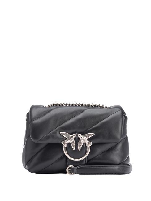 PINKO MINI LOVE BAG Sac en nappa noir-vieil argent - Sacs pour Femme