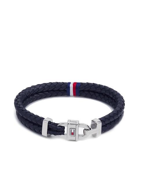 TOMMY HILFIGER CARABINIER Bracelet en cuir tressé bleu - Bracelets pour hommes