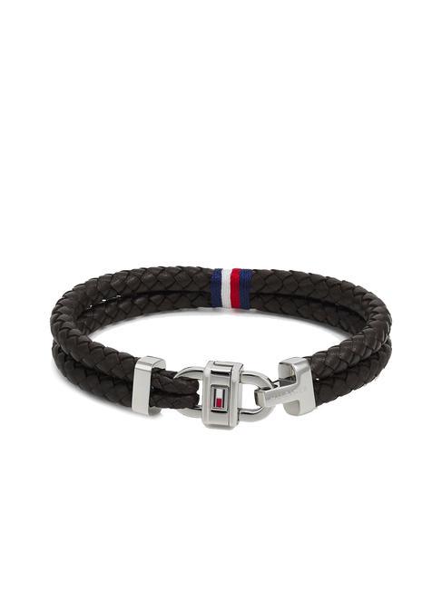 TOMMY HILFIGER CARABINIER Bracelet en cuir tressé brun - Bracelets pour hommes