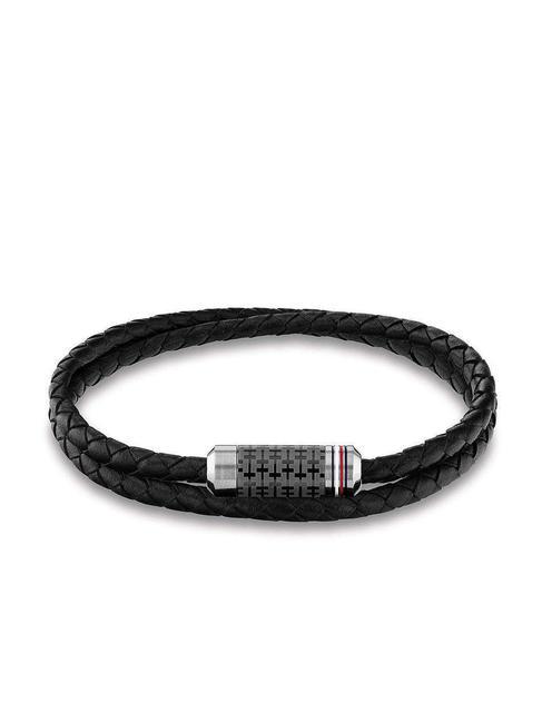 TOMMY HILFIGER TD WRAP BRAIDED Bracelet en cuir tressé noir - Bracelets pour hommes