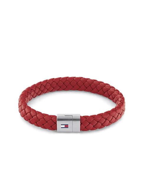 TOMMY HILFIGER ROUND BRAIDED Bracelet en cuir tressé rouge - Bracelets pour hommes