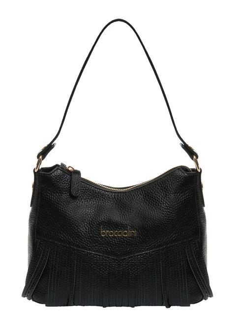 BRACCIALINI SANDRA Sac bandoulière en cuir à franges noir - Sacs pour Femme