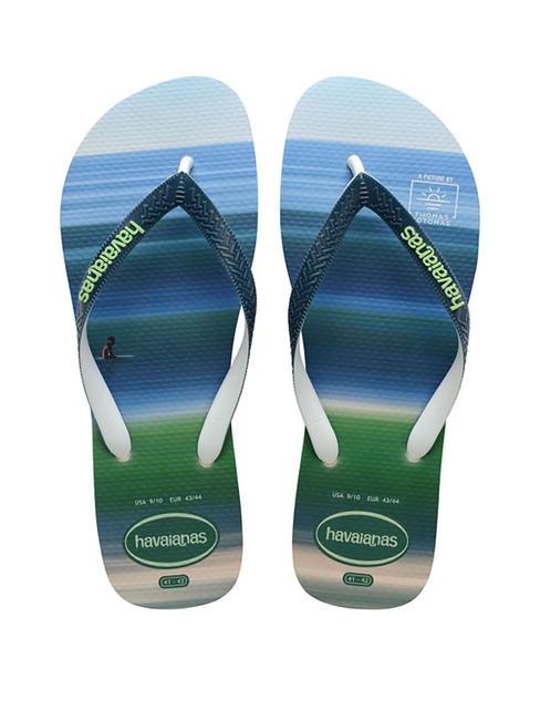 HAVAIANAS TOP SURF SESSIONS Tongs en caoutchouc beige/bleu atlantique - Chaussures Homme