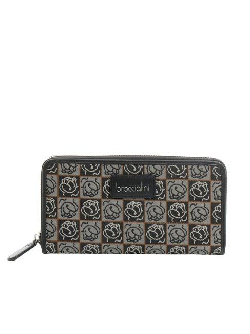 BRACCIALINI MONOGRAM Grand portefeuille zippé autour multicolore noir - Portefeuilles Femme