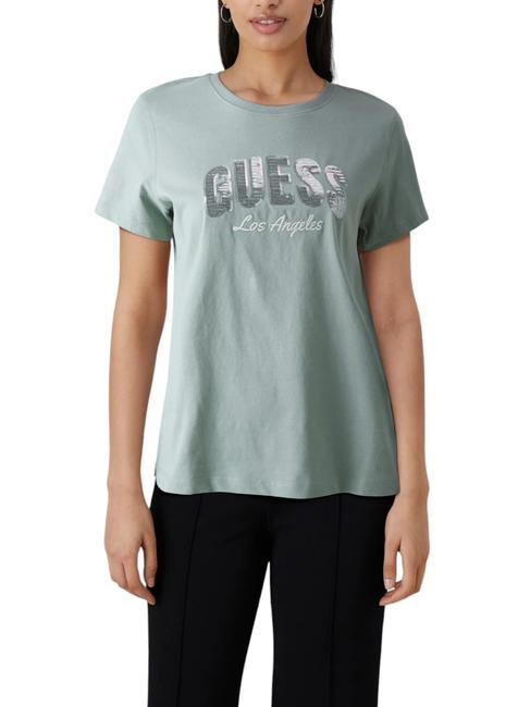 GUESS SEQUINS T-shirt en cotton sauge de Malibu - T-shirt