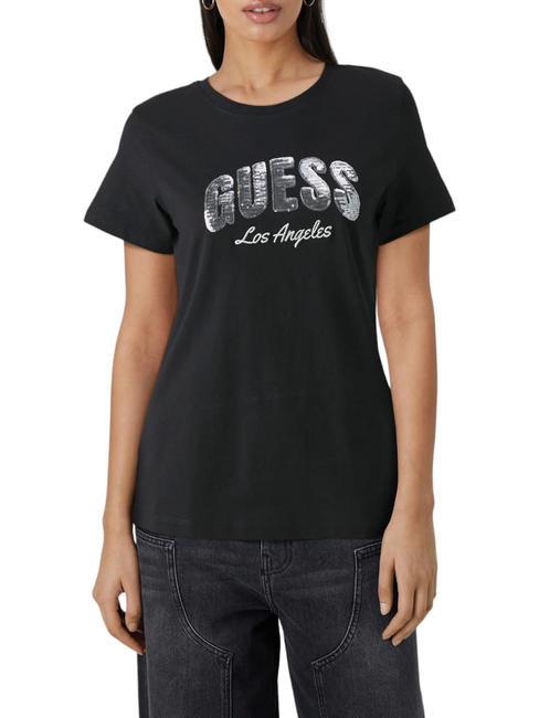 GUESS SEQUINS T-shirt en cotton jetbla - T-shirt