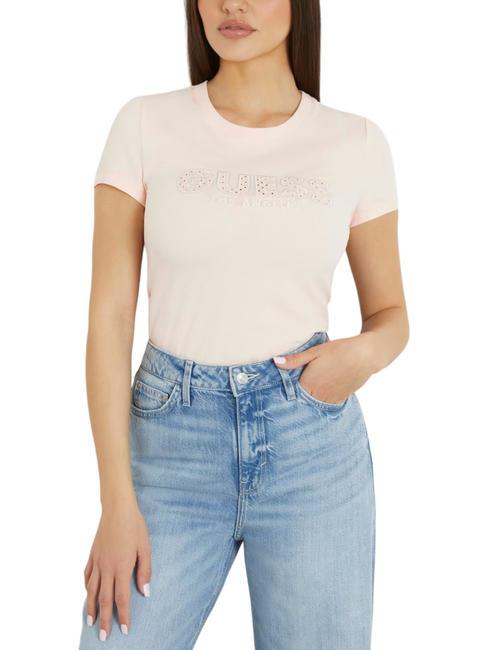 GUESS SANGALLO T-shirt en coton extensible je veux être rose - T-shirt