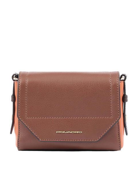 PIQUADRO CIRCLE Mini sac bandoulière, en cuir marron/orange - Sacs pour Femme