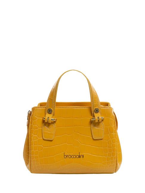 BRACCIALINI ZOE Sac à main en cuir imprimé croco jaune - Sacs pour Femme