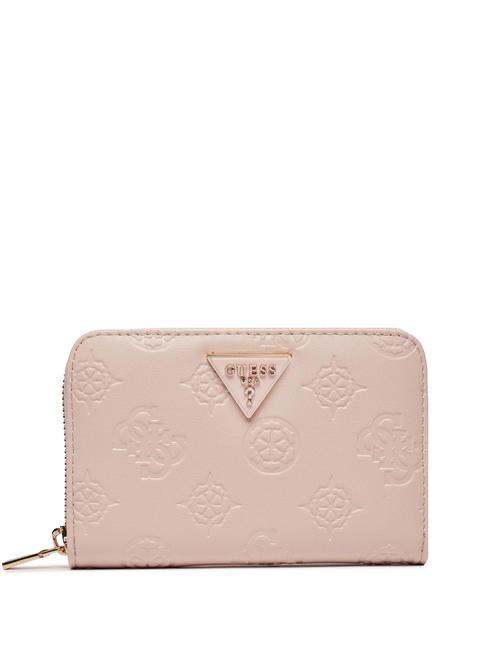 GUESS JENA Portefeuille moyen zippé autour logo rose pâle - Portefeuilles Femme