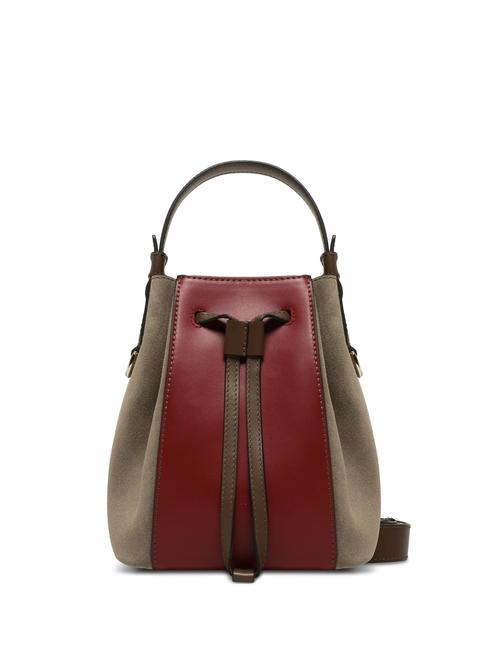 FURLA MIASTELLA Sac seau en cuir avec bandoulière cerise d + pralinés + dodo - Sacs pour Femme