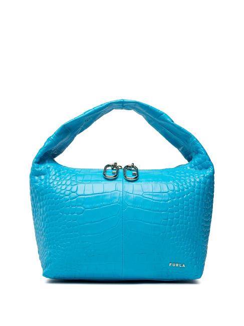 FURLA GINGER Petit sac à main en cuir de coco cyan - Sacs pour Femme