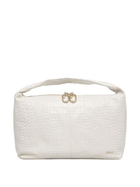 FURLA GINGER Sac porté épaule en cuir imprimé croco talc - Sacs pour Femme