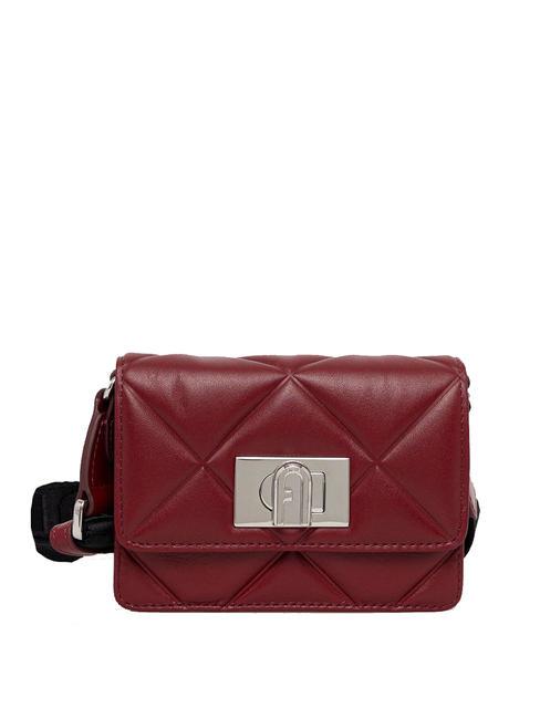 FURLA 1927 Mini sac en cuir matelassé cerise d + noir - Sacs pour Femme