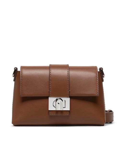 FURLA CHARLOTTE Mini sac porté épaule en cuir Cognac - Sacs pour Femme