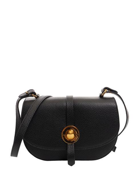 COCCINELLE MARGHERITA Sac Saddle en cuir martelé Noir - Sacs pour Femme