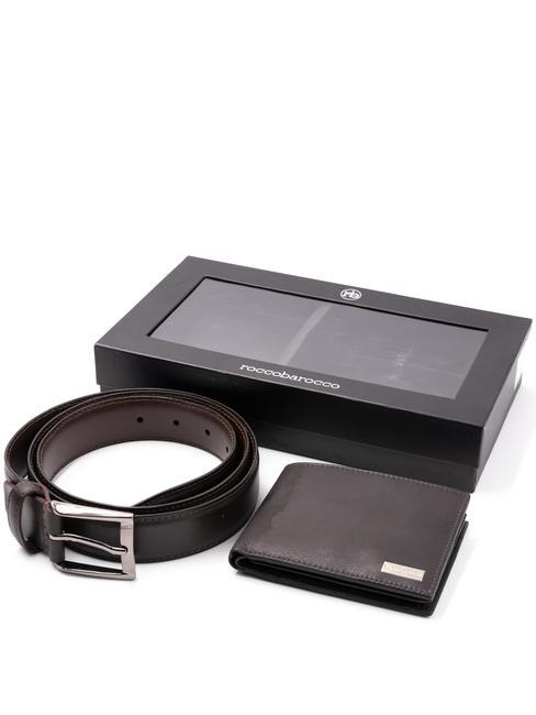 ROCCOBAROCCO GIFT BOX Ceinture + Portefeuille En Cuir marron foncé - Portefeuilles Homme