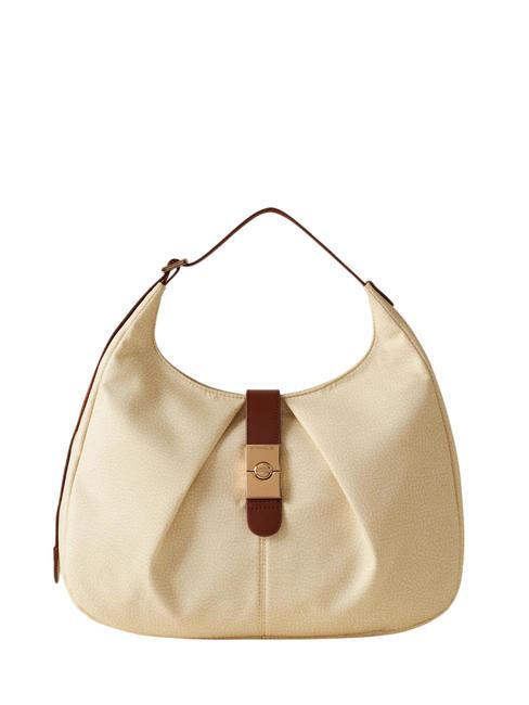 BORBONESE HOBO CORTINA MEDIUM Sac à bandoulière moyen camomille/cuir - Sacs pour Femme