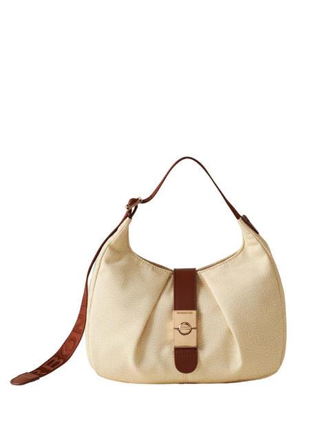 BORBONESE HOBO CORTINA SMALL Sac d'épaule camomille/cuir - Sacs pour Femme