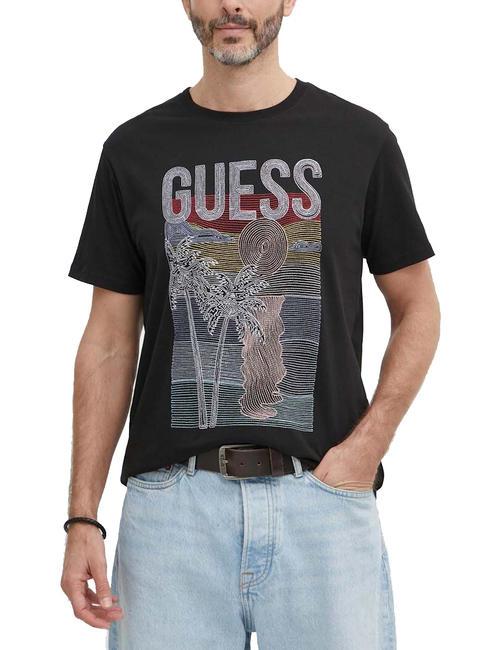 GUESS SUMMER TRIANGLE T-shirt en cotton jetbla - T-shirt