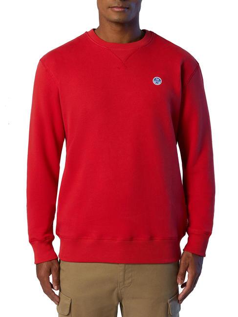 NORTH SAILS ROUND LOGO Sweat col rond en coton lave rouge - Pulls molletonnés