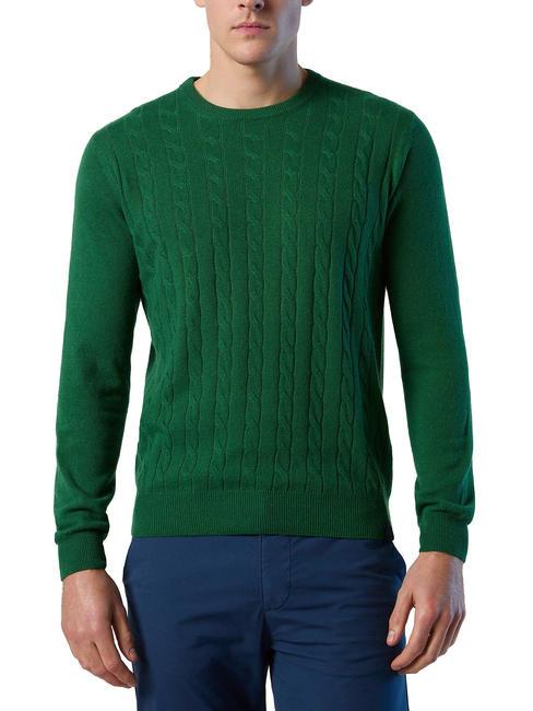 NORTH SAILS CABLE Pull ras du cou torsadé vert eden - Pulls pour hommes