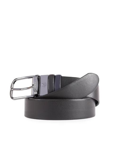 PIQUADRO BLACK SQUARE Ceinture réversible en cuir noir-bleu - Ceintures