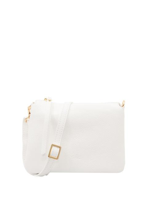 LESAC SIMONA Sac porté épaule en cuir Tris Dollar blanc optique - Sacs pour Femme