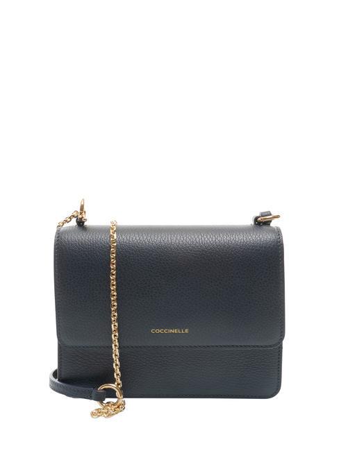 COCCINELLE ANNE Mini sac à rabat en cuir martelé bleu nuit - Sacs pour Femme