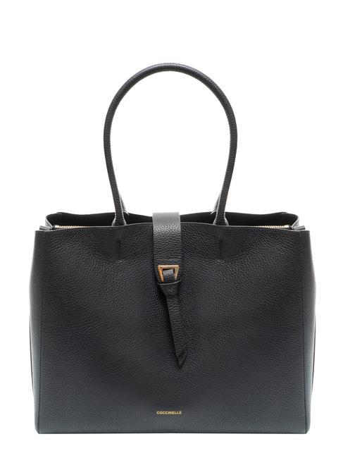 COCCINELLE ALBA Sac cabas en cuir martelé Noir - Sacs pour Femme