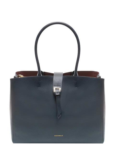 COCCINELLE ALBA Sac cabas en cuir martelé bleu nuit - Sacs pour Femme