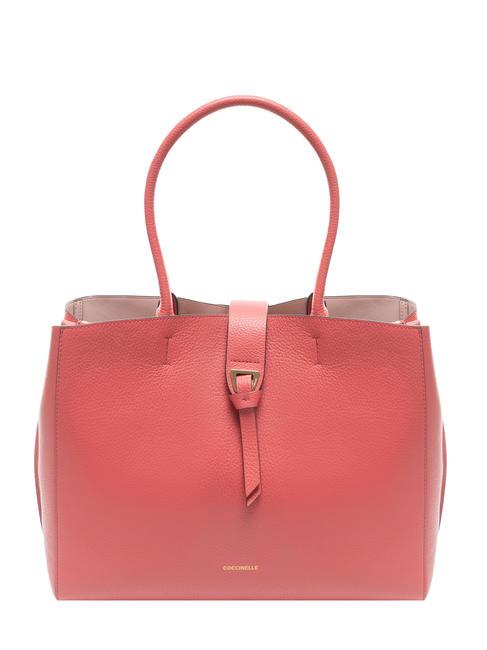 COCCINELLE ALBA Sac cabas en cuir martelé canneberges - Sacs pour Femme