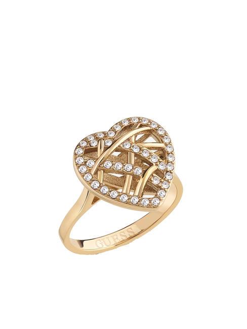 GUESS HEART CAGE Bague avec coeur et zircons or jaune - Bagues