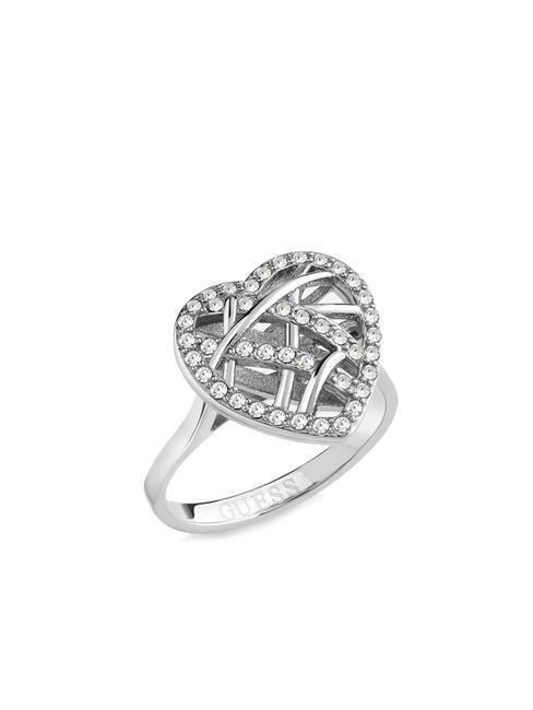 GUESS HEART CAGE Bague avec coeur et zircons ARGENT - Bagues