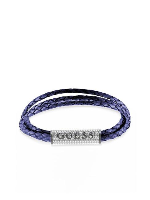 GUESS BOND STREET Bracelet en acier et cuir acier/bleu jazz - Bracelets pour hommes