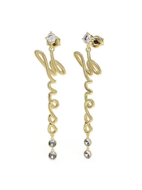 GUESS SAY MY NAME Boucles d'oreilles pendantes avec zircons or jaune - Boucles d'oreilles