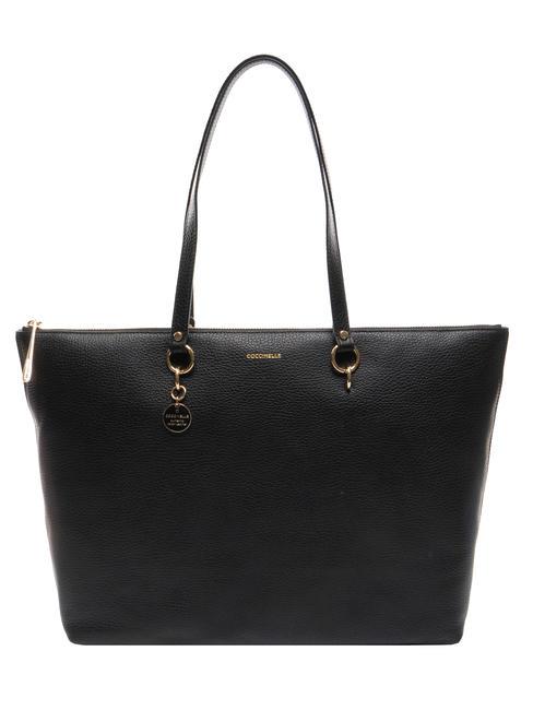 COCCINELLE ALPHA  Sac à provisions en cuir Noir - Sacs pour Femme