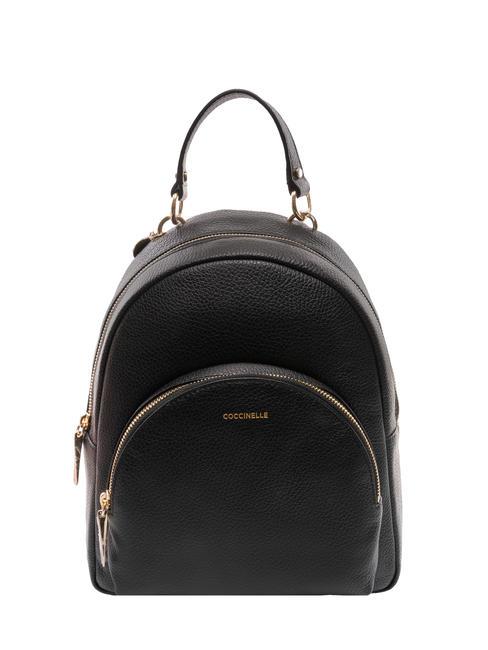 COCCINELLE ALPHA Sac à dos en cuir martelé Noir - Sacs pour Femme