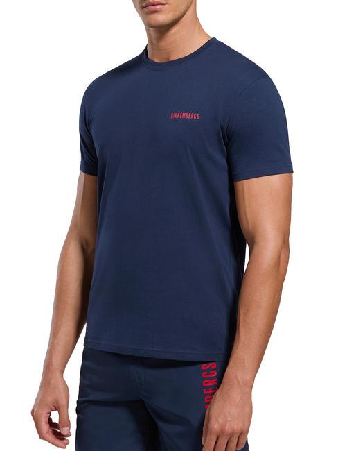 BIKKEMBERGS VERTICAL STRIPES T-shirt en cotton marine - T-shirt