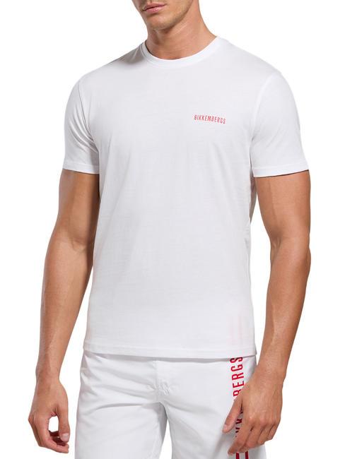 BIKKEMBERGS VERTICAL STRIPES T-shirt en cotton blanc - T-shirt