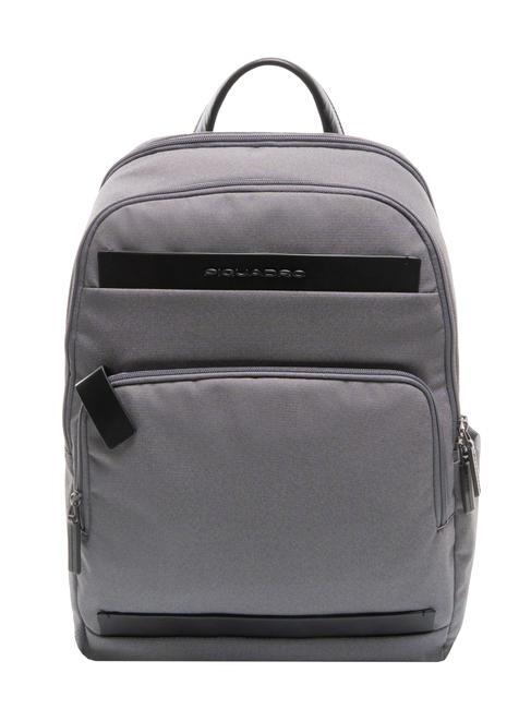 PIQUADRO KLOUT Sac à dos en cuir et tissu, support pc 15,6" grigio2 - Sacs à dos pour ordinateur portable