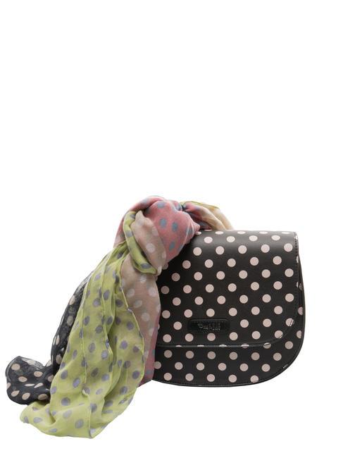 PASH BAG LADY Sacoche à pois avec écharpe noir/beige - Sacs pour Femme