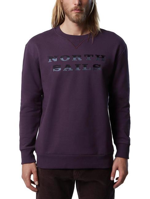 NORTH SAILS LETTERING LOGO Sweat col rond en coton prune foncée - Pulls molletonnés