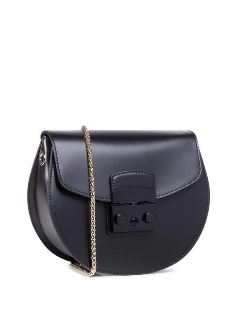 FURLA METROPOLIS ROUND Mini sac bandoulière en cuir Noir - Sacs pour Femme