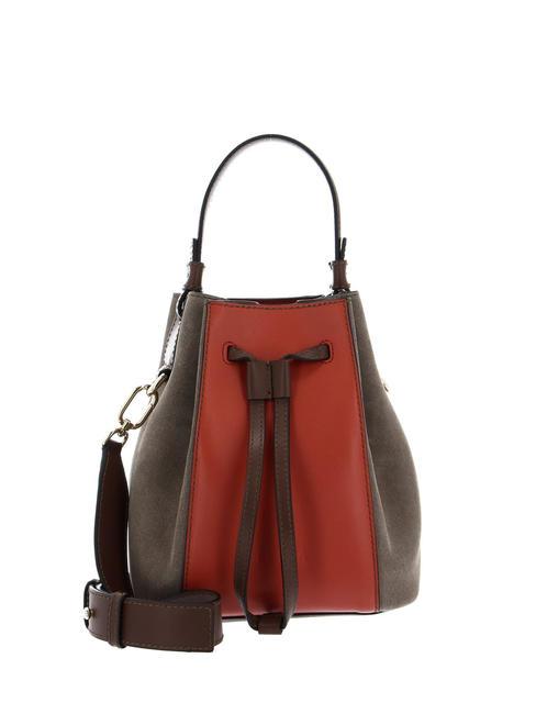 FURLA MIASTELLA Sac seau en cuir avec bandoulière cannelle+pralines+dodo - Sacs pour Femme