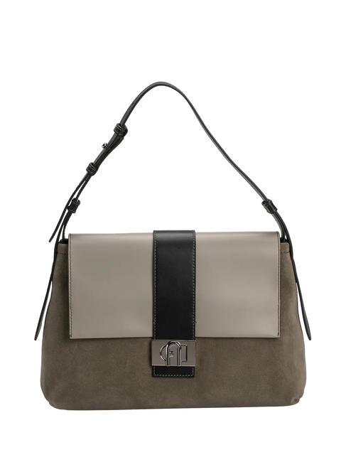 FURLA CHARLOTTE Sac bandoulière en cuir sauge + marbre c + noir - Sacs pour Femme