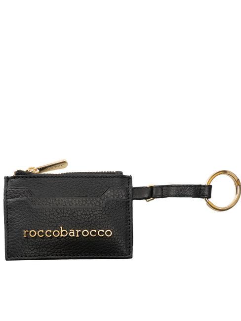 ROCCOBAROCCO LETTERING Porte-cartes / porte-clés en cuir noir - Portefeuilles Femme