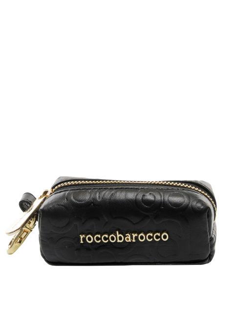 ROCCOBAROCCO RB Embossed Étui à clés/monnaie en cuir noir - Porte-clés